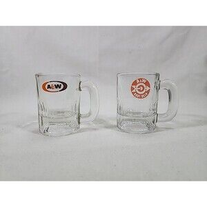 A&W Rootbeer Mini Mugs Set Of 2 3.25 Inches Tall